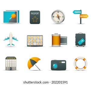 Vector set of travel icons. 
