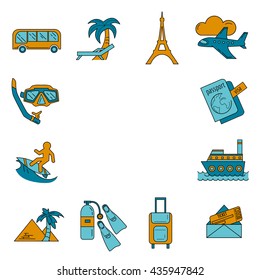 Vector set of travel icons Linear design