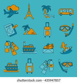 Vector set of travel icons Linear design