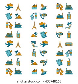 Vector set of travel icons Linear design