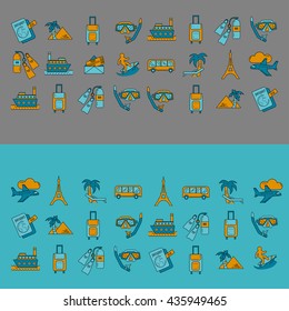 Vector set of travel icons Linear design