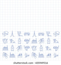 Vector set of travel icons Linear design