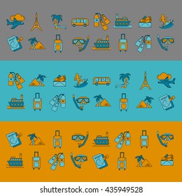 Vector set of travel icons Linear design