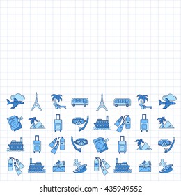 Vector set of travel icons Linear design