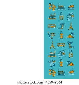 Vector set of travel icons Linear design