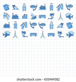 Vector set of travel icons Linear design