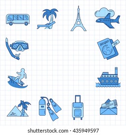 Vector set of travel icons Linear design