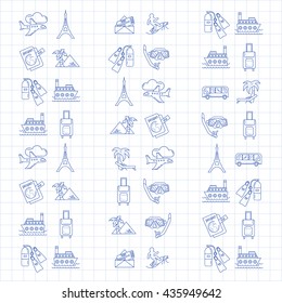 Vector set of travel icons Linear design