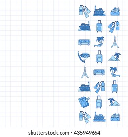 Vector set of travel icons Linear design