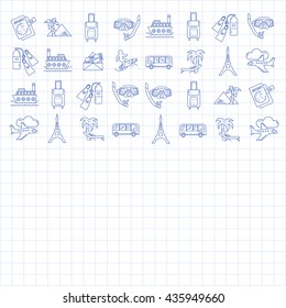 Vector set of travel icons Linear design