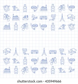 Vector set of travel icons Linear design