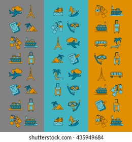 Vector set of travel icons Linear design