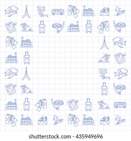 Vector set of travel icons Linear design