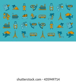 Vector set of travel icons Linear design