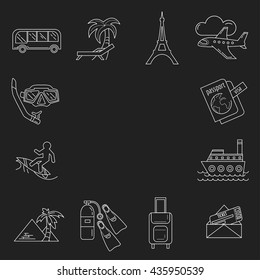 Vector set of travel icons Linear design