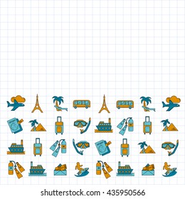 Vector set of travel icons Linear design