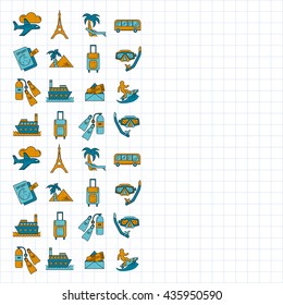 Vector set of travel icons Linear design
