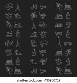 Vector set of travel icons Linear design