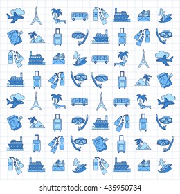 Vector set of travel icons Linear design