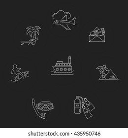 Vector set of travel icons Linear design