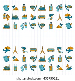 Vector set of travel icons Linear design