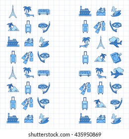 Vector set of travel icons Linear design