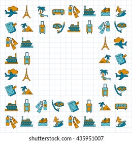 Vector set of travel icons Linear design