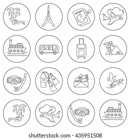 Vector set of travel icons Linear design