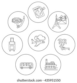 Vector set of travel icons Linear design