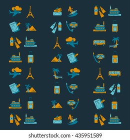 Vector set of travel icons Linear design