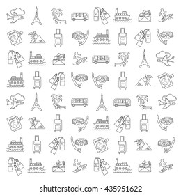 Vector set of travel icons Linear design