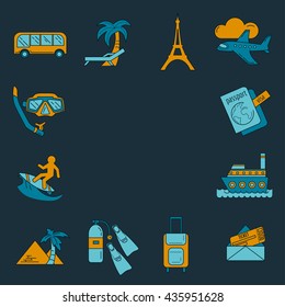 Vector set of travel icons Linear design