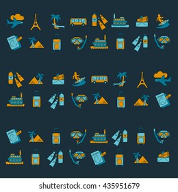 Vector set of travel icons Linear design