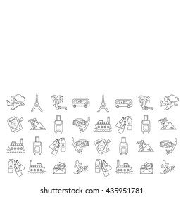 Vector set of travel icons Linear design