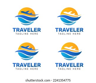 Vector set of travel logo. Plane logo