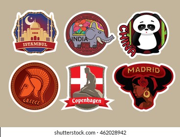 Vector set of travel stickers