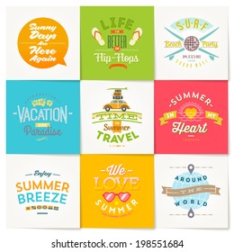 Vector Set Of Travel And Summer Vacation Type Design