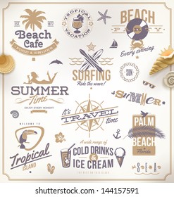 Vector set of travel and vacation emblems and symbols