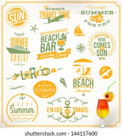 Vector set of travel and vacation emblems and symbols