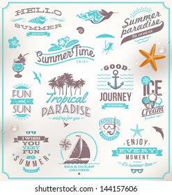 Vector set of travel and vacation emblems and symbols