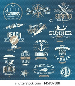 Vector set of travel and vacation emblems and symbols