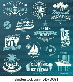 Vector set of travel and vacation emblems and symbols