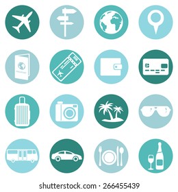 Vector Set of Travel and Vacation Icons.