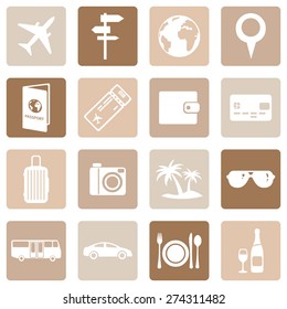 Vector Set of Travel and Vacation Icons.