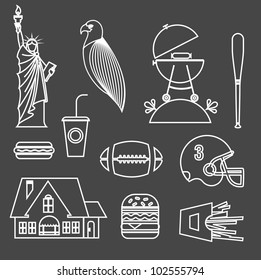 Vector set of travelling icons for America (USA)