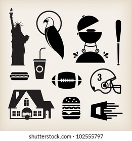 Vector set of travelling icons for America (USA)