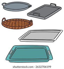 vector set of tray cartoon