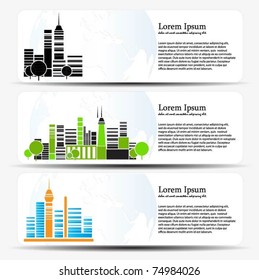 Vector set of tree header design