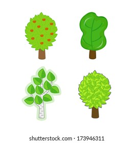 vector set of tree icons on a white background