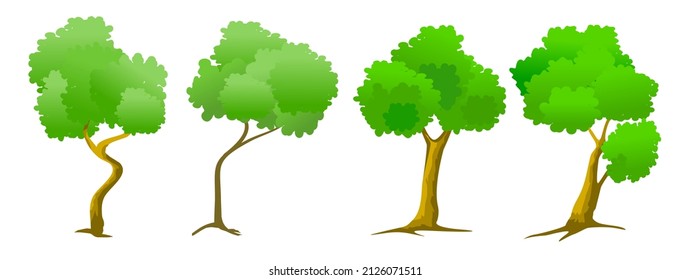 vector set tree isolated on white background